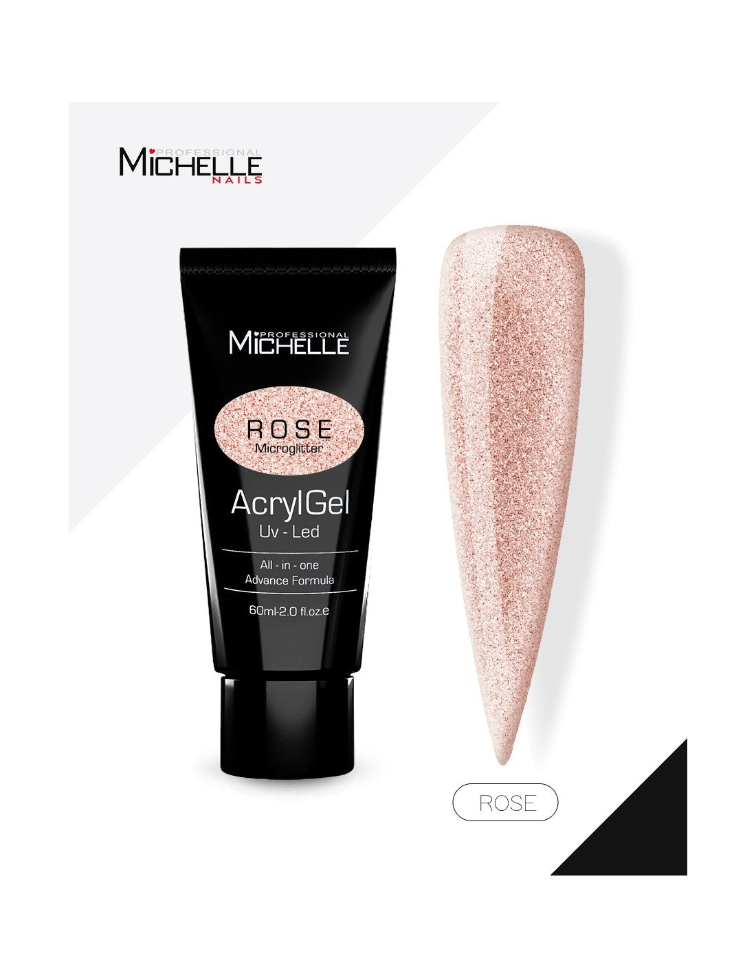 Acrylgel - Rose microglitter 60 ml